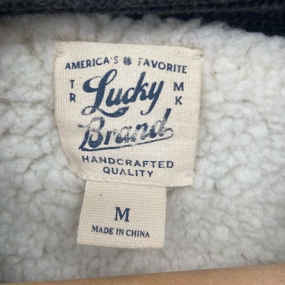 Lucky Brand Sherpa Lined Men’s Cardigan Sweater Gray Medium - Picture 2 of 10